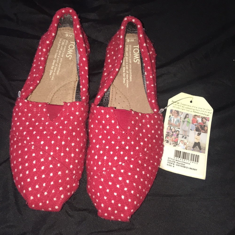 Brand new Red polka dot Toms